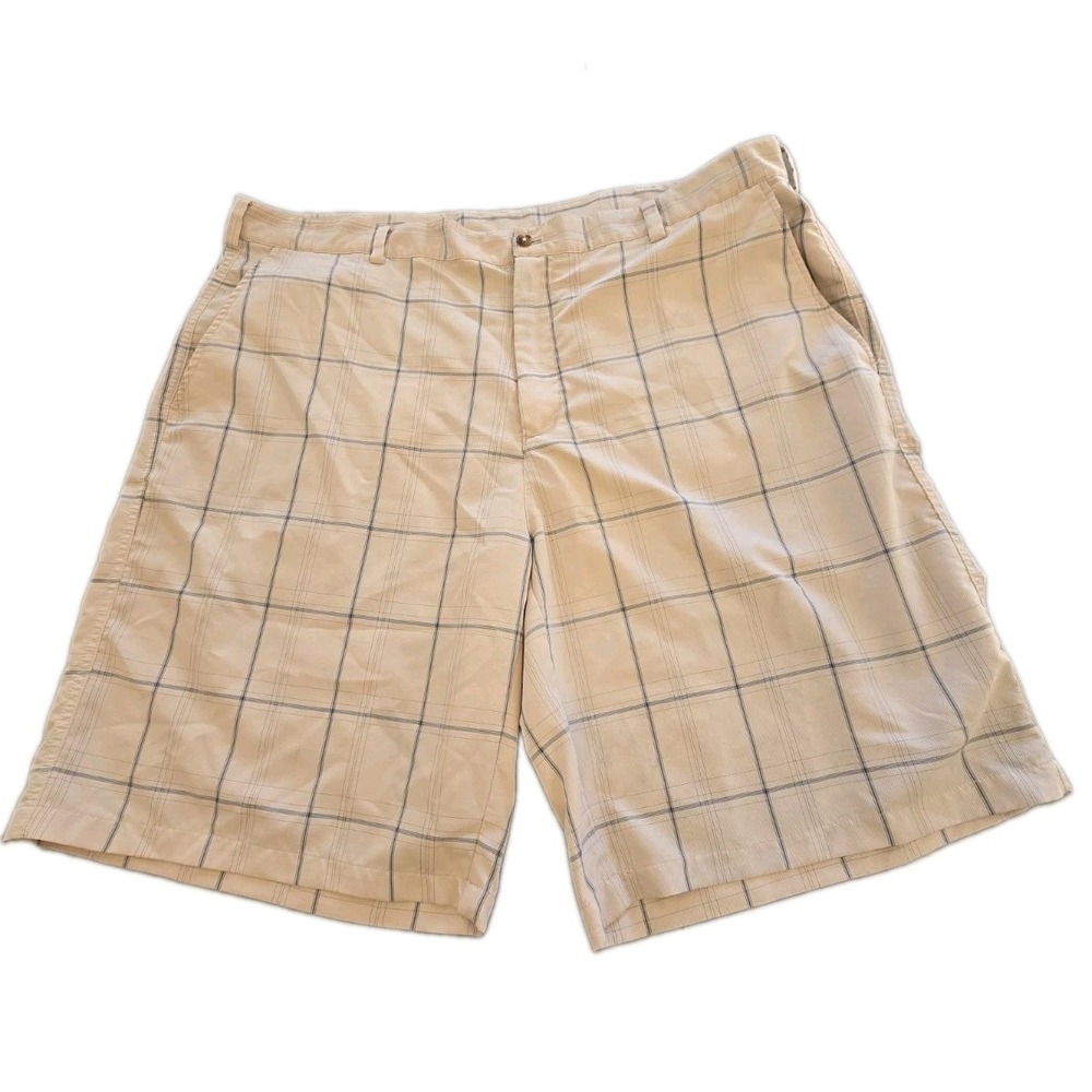 Ping Mens 40 Beige Plaid Performance Golf Shorts Performance Lightweight Breatha